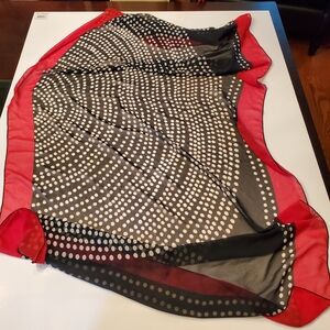 Polka Dot Sheer Scarf with Red Border